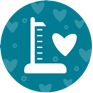 Height scale and heart icon